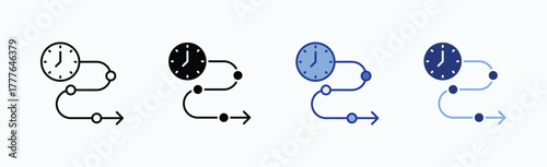 Timeline icon sheet multiple style collection isolated vector