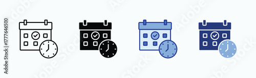 Schedule icon sheet multiple style collection isolated vector