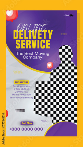 Professional express delivery service and moving company with happy customer and package.
Express delivery service flyer with happy courier and package for online orders and fast shipping.
Happy man.