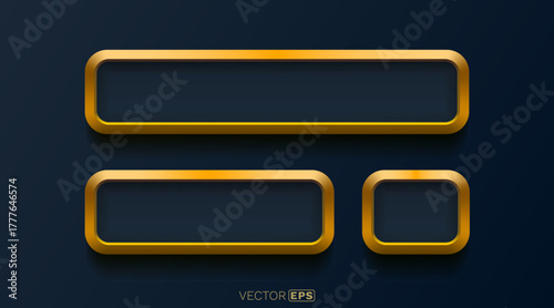 Luxury Golden Frames and Buttons Set.