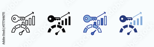 KPI icon sheet multiple style collection isolated vector