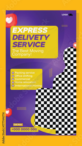 Professional express delivery service and moving company with happy customer and package.
Express delivery service flyer with happy courier and package for online orders and fast shipping.
Happy man.