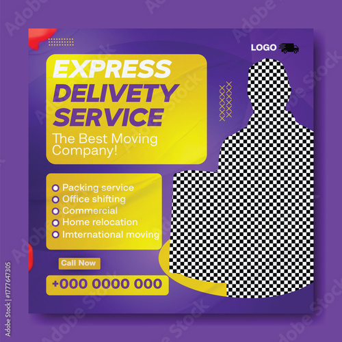 Professional express delivery service and moving company with happy customer and package.
Express delivery service flyer with happy courier and package for online orders and fast shipping.
Happy man.