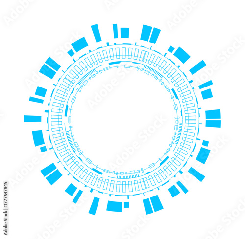 Intricate futuristic circle with abstract geometric shapes, perfect for modern design and tech themes.