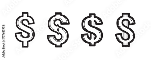 Dollar Sign Silhouette. Bold and stark illustration of a classic dollar sign in black silhouette
 Vector Illustration.