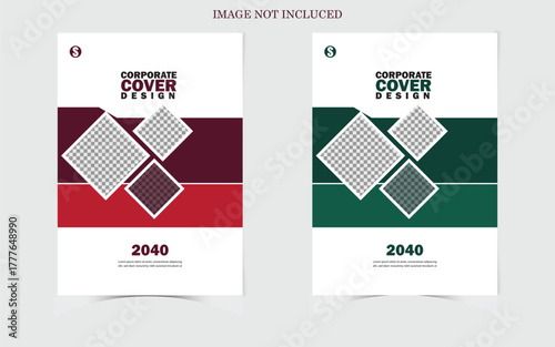 Modern Corporate Cover Design Template with Geometric Photo Frames | Brochure, Annual Report, Flyer, Magazine Layout Vector