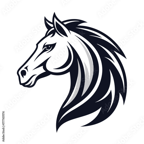 Horse head mascot, Elegant horse logo icons. Royal stallion symbol design. Equine stables sign. Equestrian brand emblems. Vector illustration.	