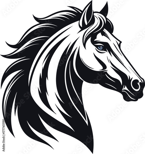 Horse head mascot, Elegant horse logo icons. Royal stallion symbol design. Equine stables sign. Equestrian brand emblems. Vector illustration.	