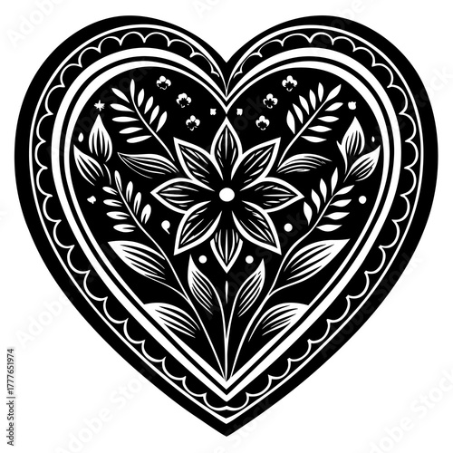 Elegant valentine s day heart silhouette design symbolizing love and romance perfect for celebratory themes and graphic projects on a clean white background