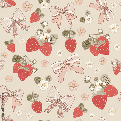 Vintage strawberry cottage core pattern design Vintage strawberry pattern Table runner design Kitchen clothes Napkins design