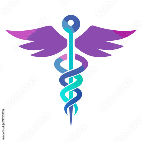 Vibrant gradient silhouette of a medical caduceus symbol representing healthcare medicine and healing perfect for professional branding and advertising banners