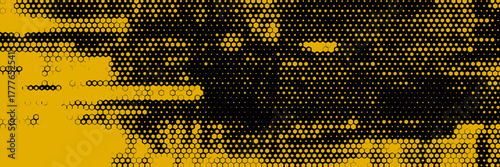 Yellow brush stroke background. Yellow ink splash on backdrop. Brush background for wallpaper, paint splatter template, dirt banner, watercolor design, dirty texture. Trendy brush background, vector