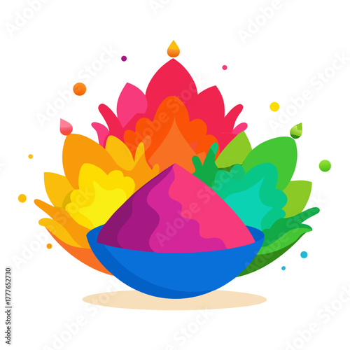 Vibrant silhouette of people celebrating the holi festival with colorful powder explosions against a white background capturing joyous movement and festive spirit