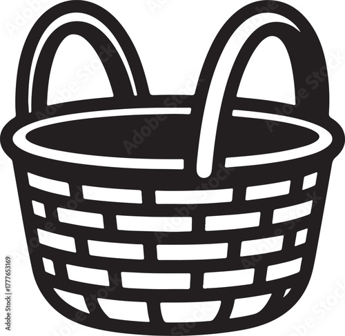 playful cartoon woven basket illustration
