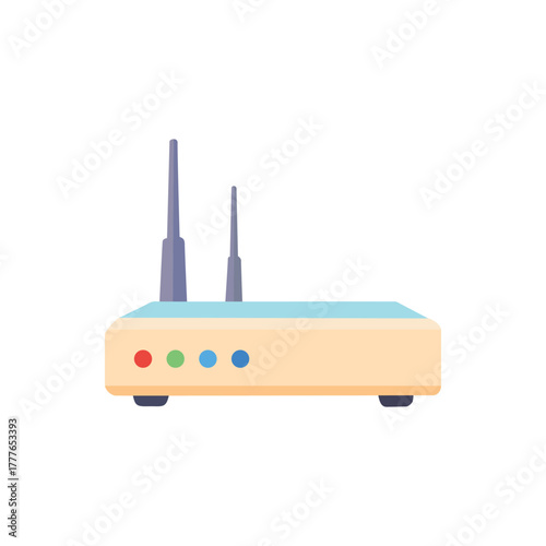 Modern wireless router with antennas and indicator lights