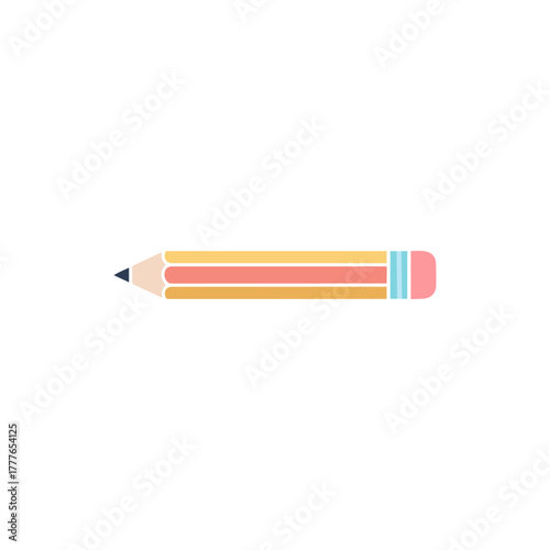 A colored pencil with a pink eraser on a