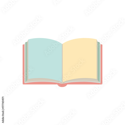 An open book with pastel colored pages