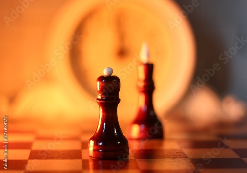 chess pieces king and queen on the chess board