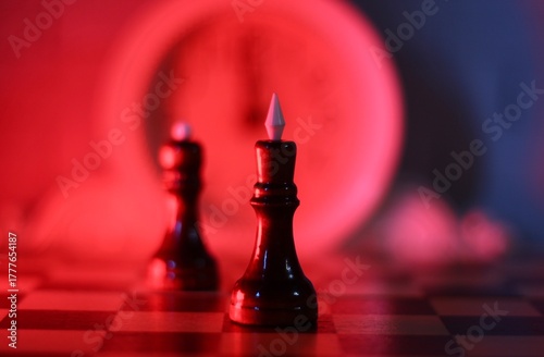 chess pieces king and queen on the chess board