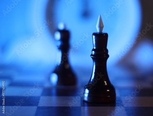 chess pieces king and queen on the chess board