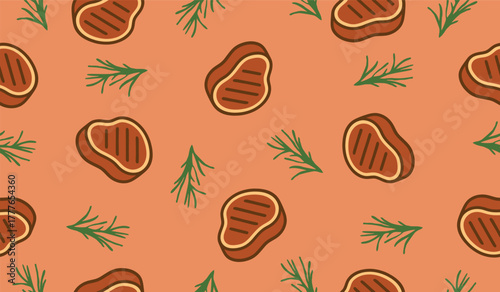 Beef steak pattern background vector design