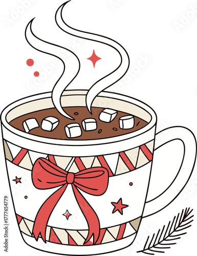 Festive hot chocolate with marshmallows