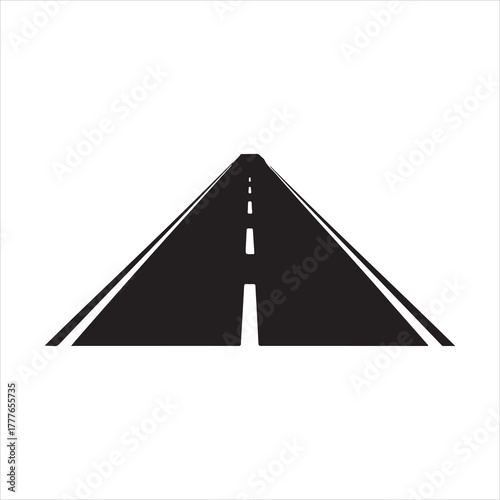 Minimalist straight highway vector symbol representing travel, navigation, and transportation infrastructure concept