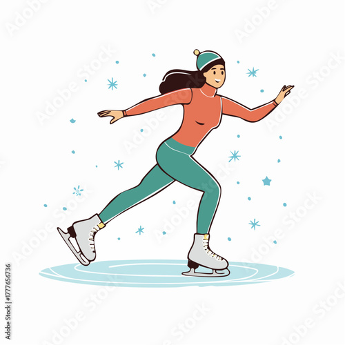 Patineuse sur glace, isolée sur fond blanc
