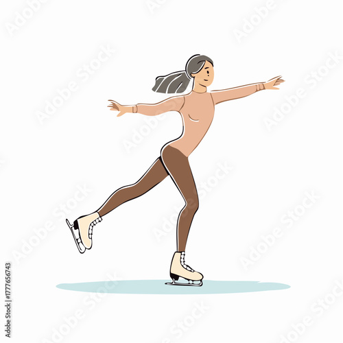 Patineuse sur glace, isolée sur fond blanc