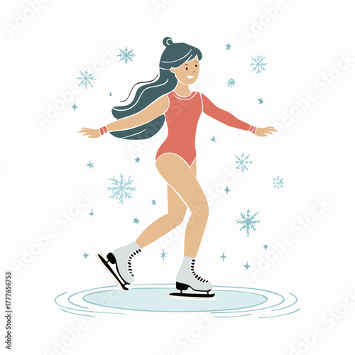 Patineuse sur glace, isolée sur fond blanc