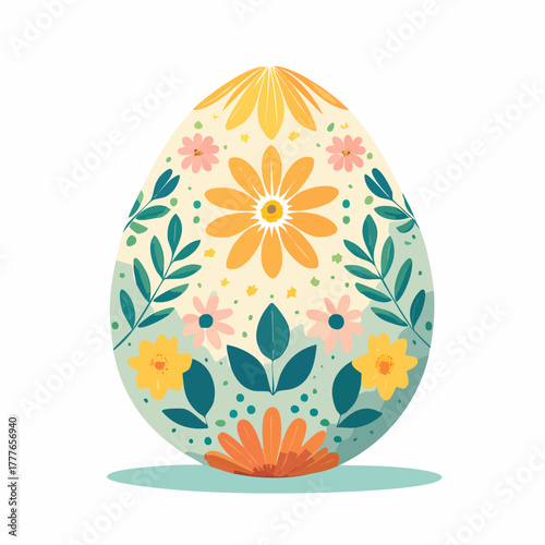 Joli oeuf de Pâques décoré, isolé sur fond blanc