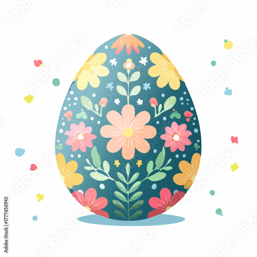 Joli oeuf de Pâques décoré, isolé sur fond blanc