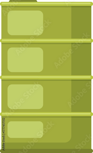Green industrial barrel drum storing oil petroleum