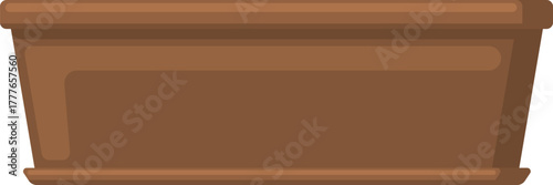 Empty brown rectangle flower planter for gardening