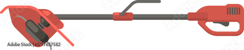 Handheld electric lawn trimmer cutting grass illustration