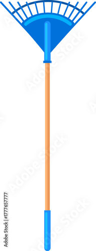 Blue garden leaf rake for yard work
