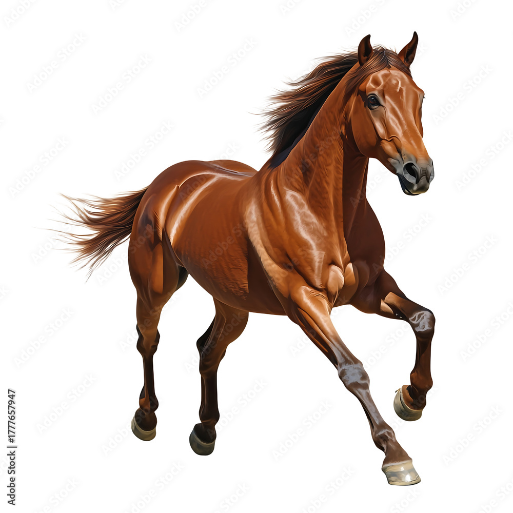 Obraz premium Beautiful Brown Horse Galloping Dynamic Movement