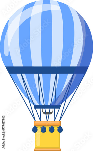 Blue striped hot air balloon flying travel adventure
