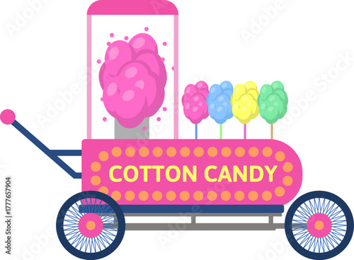 Cotton candy cart selling sweet sugary food