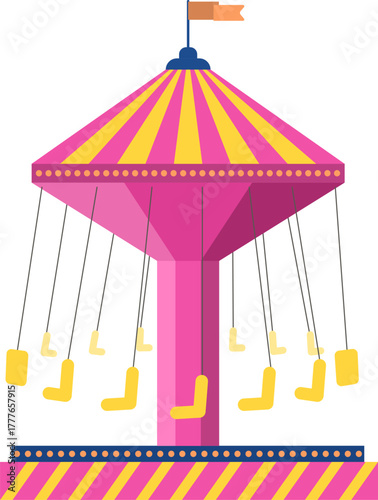 Swing ride carnival entertainment vector illustration on white