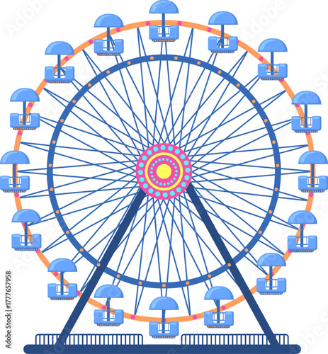 Ferris wheel in amusement park, entertaining attraction