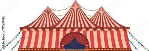 Circus tent big top with striped red design