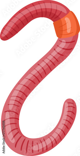 Earthworm wiggling, featuring its segmented body and clitellum