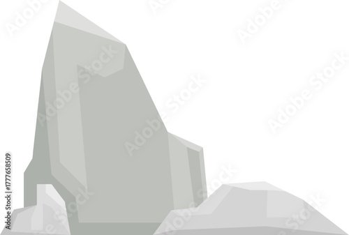 Gray angular rock formation minimal cartoon vector