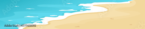 Beach waves washing onto empty sand coastline illustration