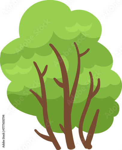 Green bush drawing with lush foliage