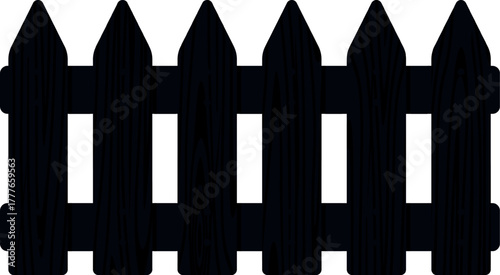 Black picket fence creating boundary background element