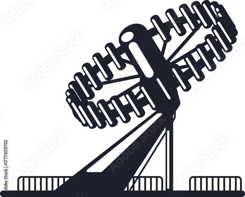 Amusement park rotating pendulum ride silhouette vector