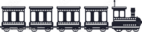Toy train silhouette with carriages vector illustration