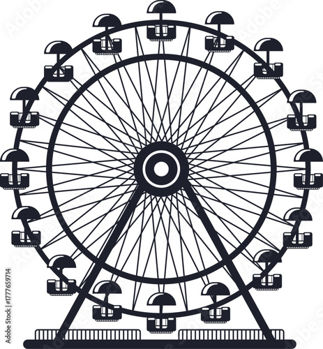 Ferris wheel silhouette creating amusement park icon